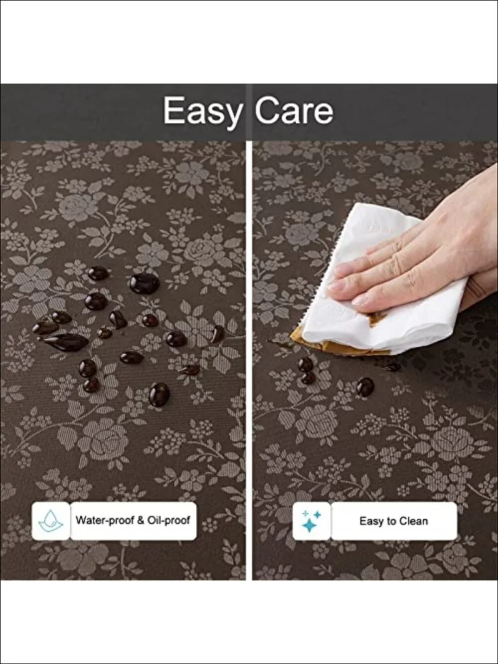 Waterproof Heavy Duty Vinyl Tablecloth 60x84 Rectangular Floral